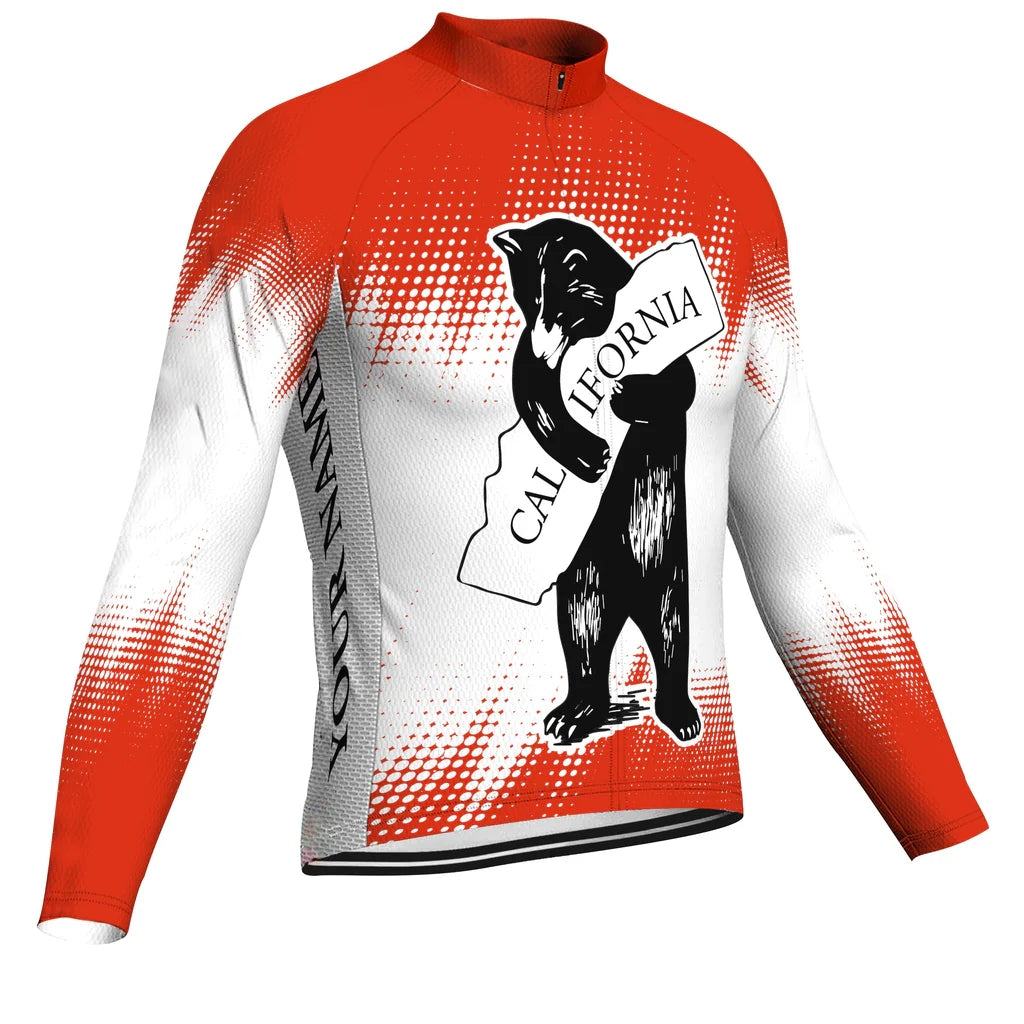 Customized California Men's Winter Thermal Fleece Cycling Jersey Long Sleeve