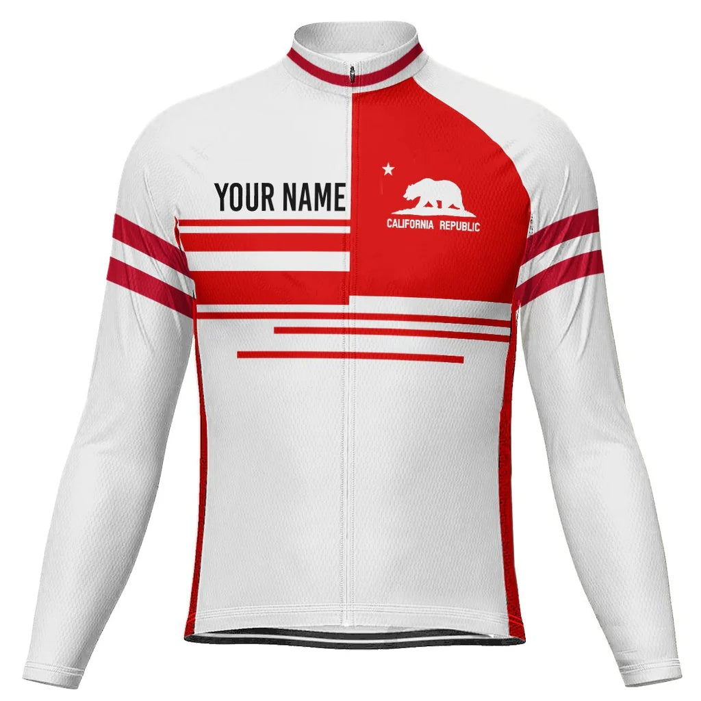 Customized California Men's Winter Thermal Fleece Cycling Jersey Long Sleeve