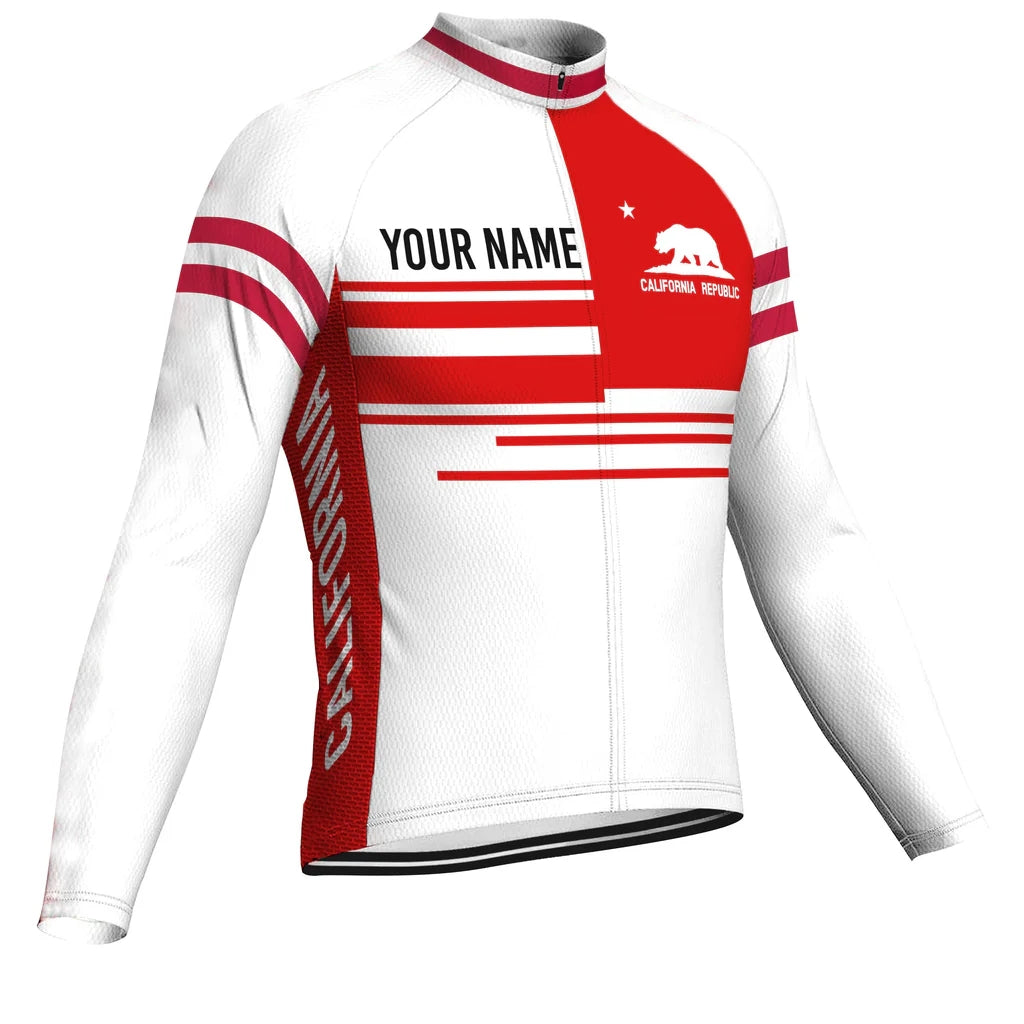 Customized California Men's Winter Thermal Fleece Cycling Jersey Long Sleeve