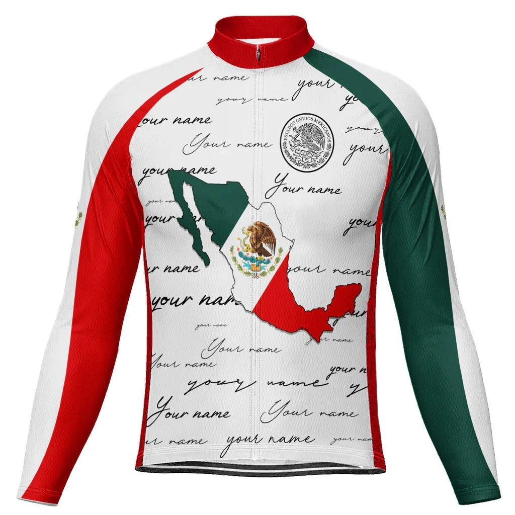 Customized Mexico Men's Winter Thermal Fleece Cycling Jersey Long Sleeve