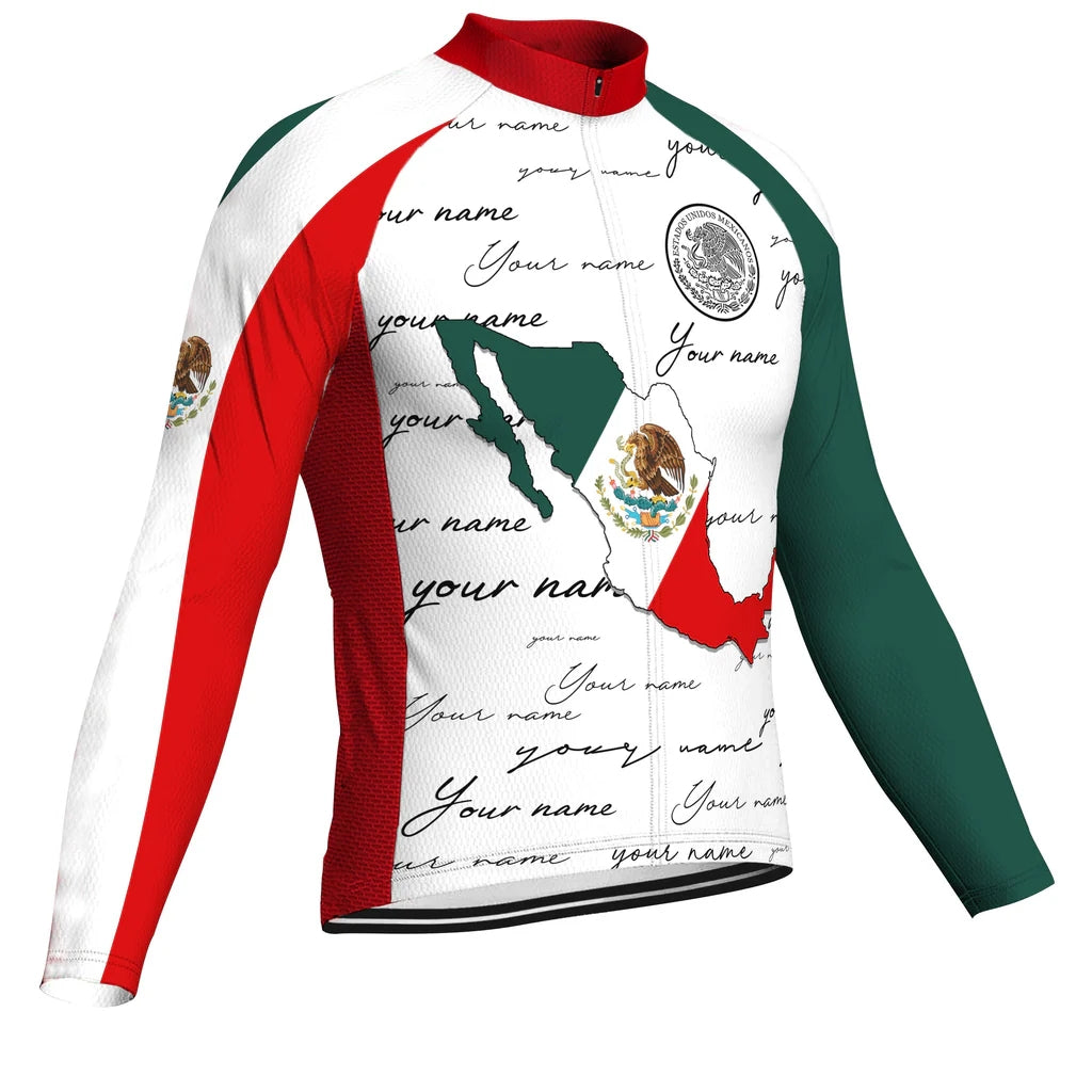Customized Mexico Men's Winter Thermal Fleece Cycling Jersey Long Sleeve
