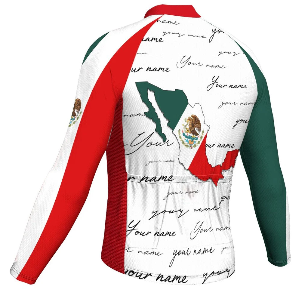 Customized Mexico Men's Winter Thermal Fleece Cycling Jersey Long Sleeve
