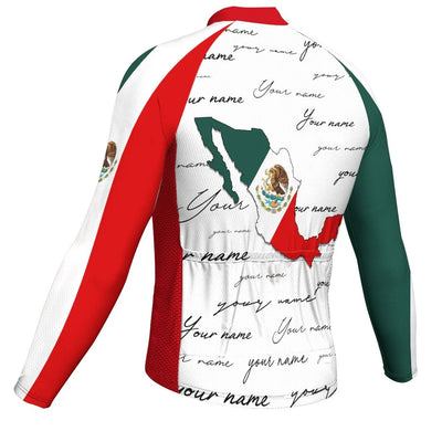 Customized Mexico Men's Winter Thermal Fleece Cycling Jersey Long Sleeve