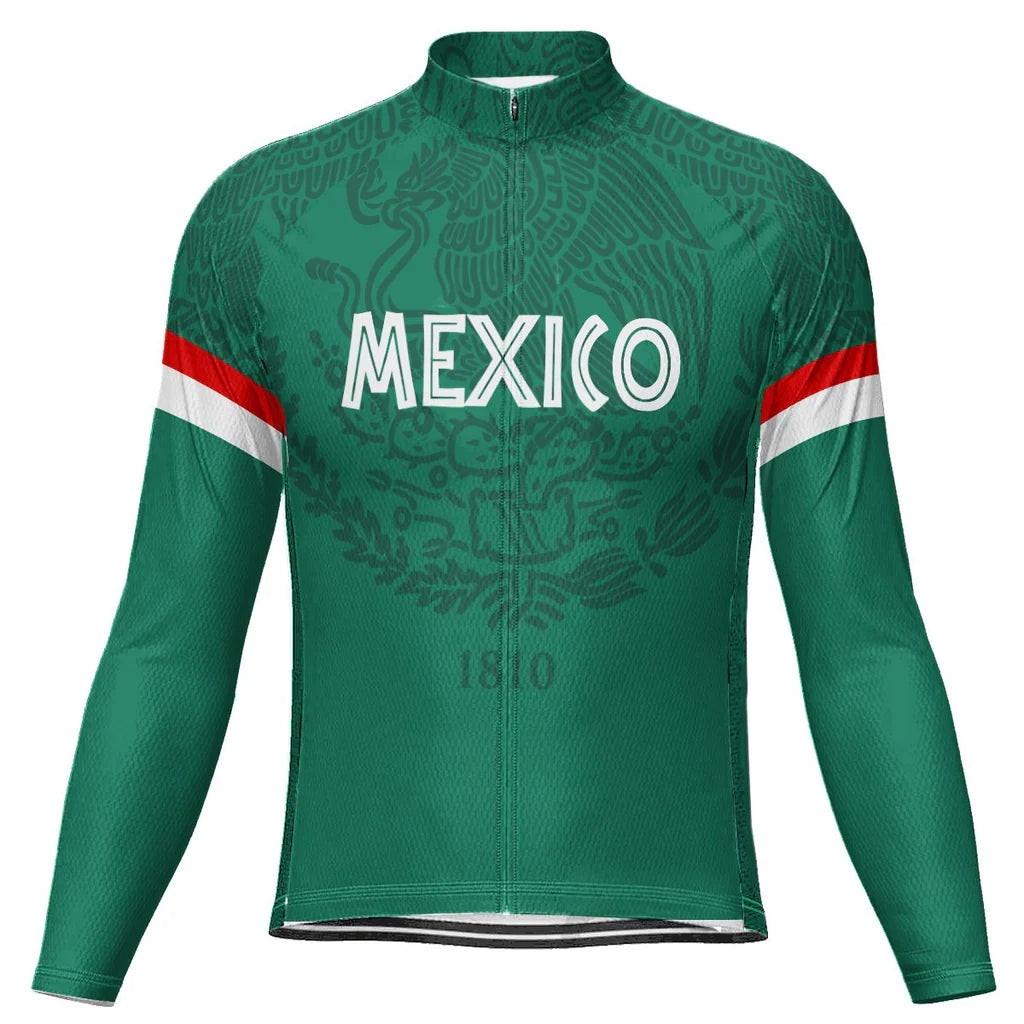 Customized Mexico Men's Winter Thermal Fleece Cycling Jersey Long Sleeve