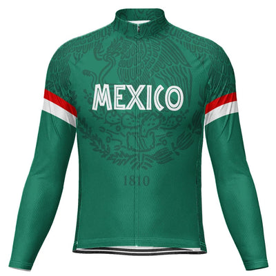 Customized Mexico Men's Winter Thermal Fleece Cycling Jersey Long Sleeve