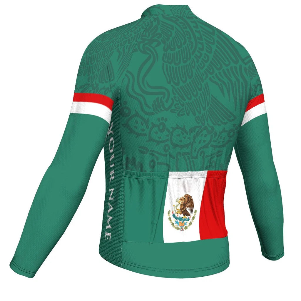 Customized Mexico Men's Winter Thermal Fleece Cycling Jersey Long Sleeve