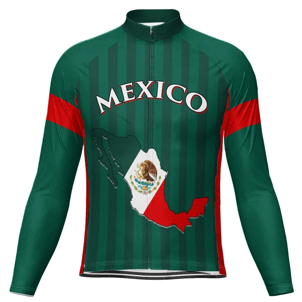 Customized Mexico Men's Winter Thermal Fleece Cycling Jersey Long Sleeve