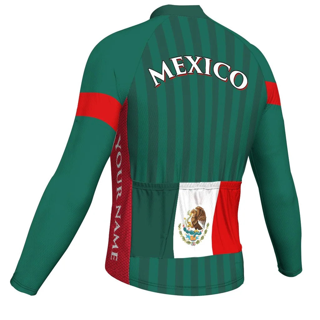 Customized Mexico Men's Winter Thermal Fleece Cycling Jersey Long Sleeve