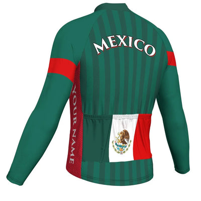 Customized Mexico Men's Winter Thermal Fleece Cycling Jersey Long Sleeve