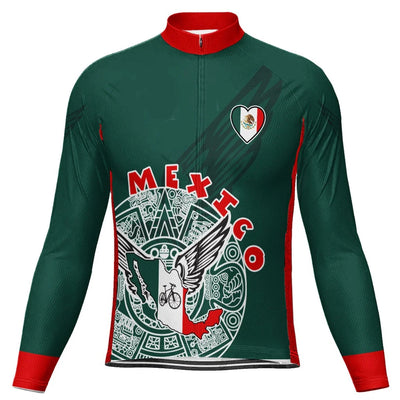 Customized Mexico Men's Winter Thermal Fleece Cycling Jersey Long Sleeve