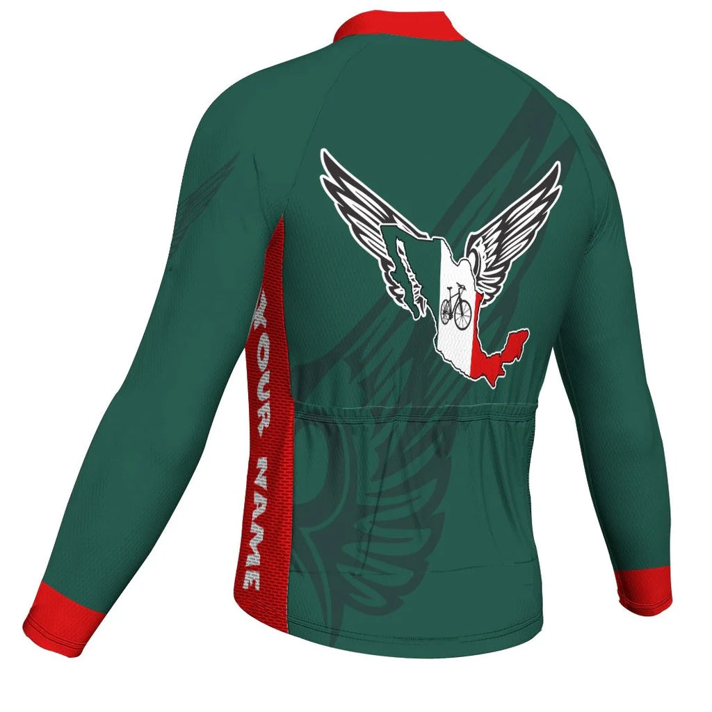 Customized Mexico Men's Winter Thermal Fleece Cycling Jersey Long Sleeve