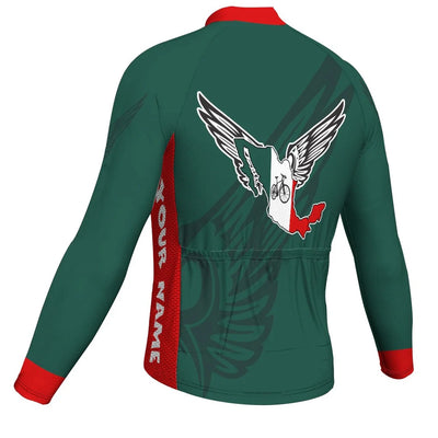 Customized Mexico Men's Winter Thermal Fleece Cycling Jersey Long Sleeve