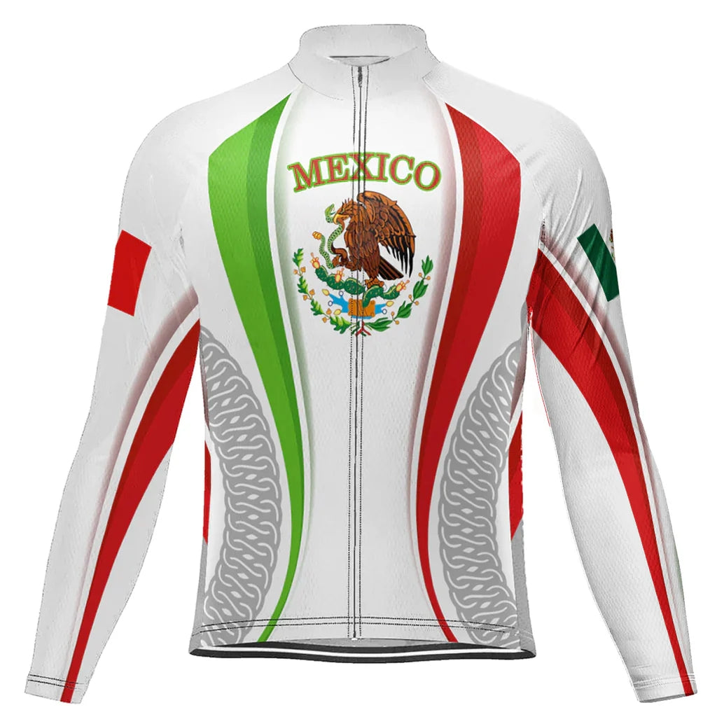Customized Mexico Men's Winter Thermal Fleece Cycling Jersey Long Sleeve
