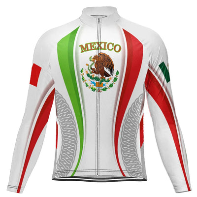 Customized Mexico Men's Winter Thermal Fleece Cycling Jersey Long Sleeve