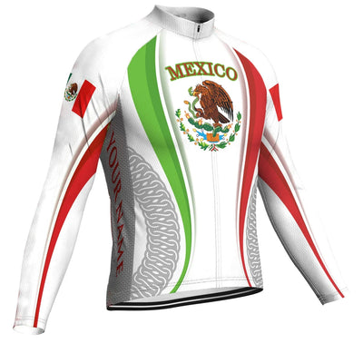 Customized Mexico Men's Winter Thermal Fleece Cycling Jersey Long Sleeve