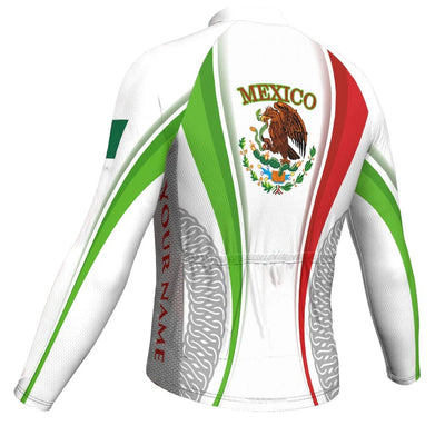 Customized Mexico Men's Winter Thermal Fleece Cycling Jersey Long Sleeve