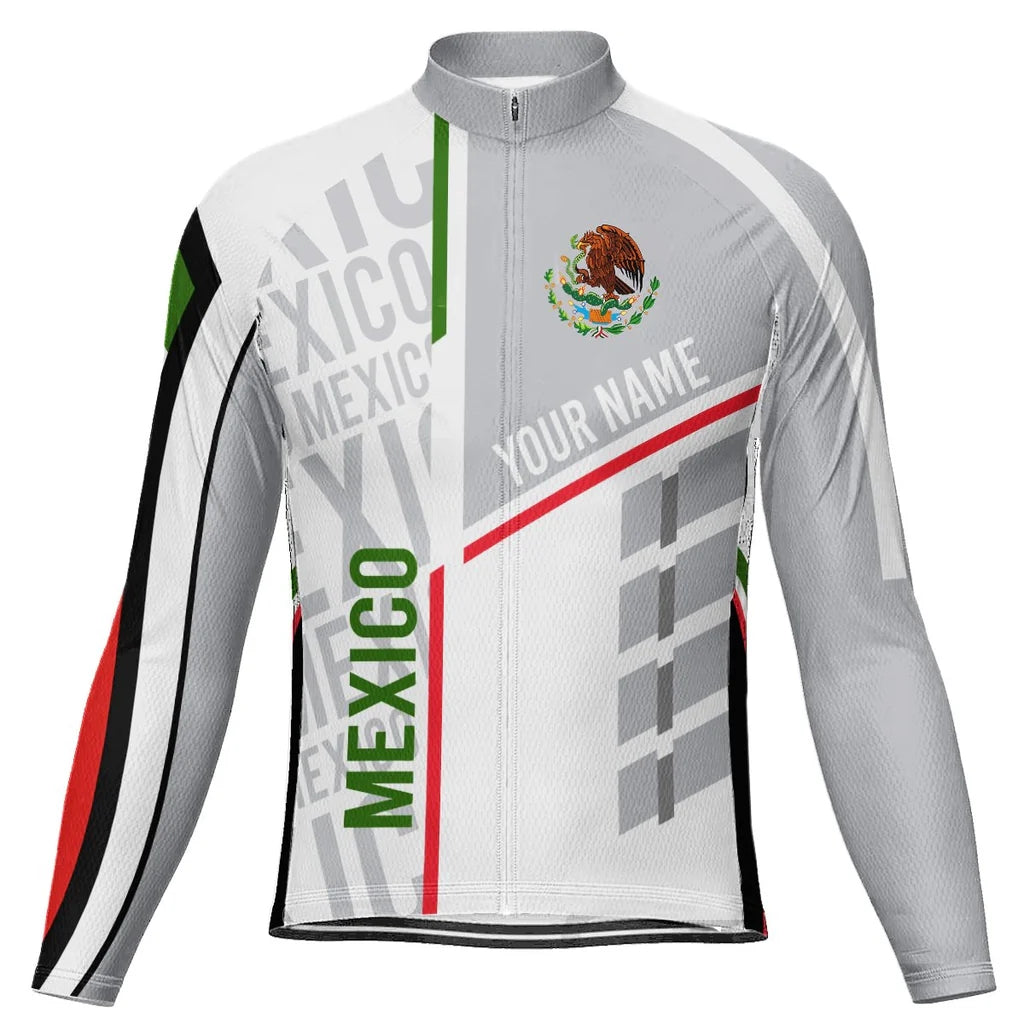 Customized Mexico Men's Winter Thermal Fleece Cycling Jersey Long Sleeve