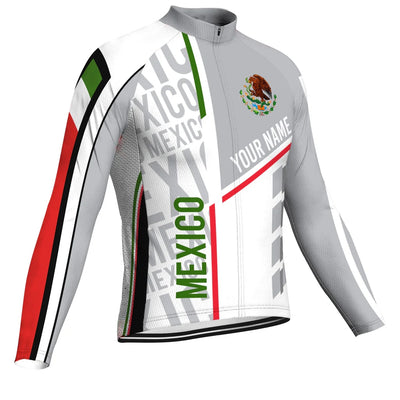 Customized Mexico Men's Winter Thermal Fleece Cycling Jersey Long Sleeve