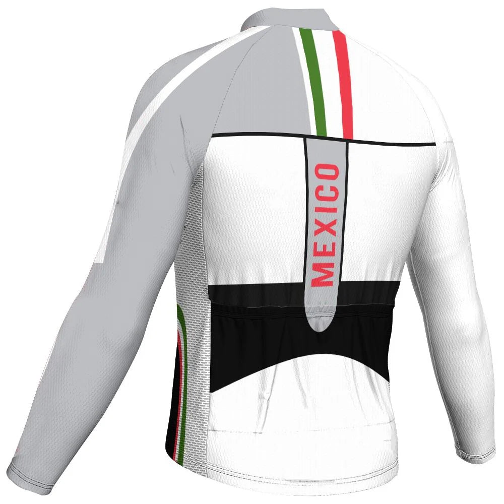 Customized Mexico Men's Winter Thermal Fleece Cycling Jersey Long Sleeve