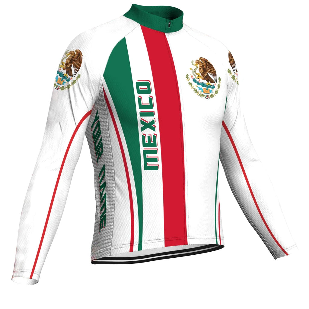 Customized Mexico Men's Winter Thermal Fleece Cycling Jersey Long Sleeve