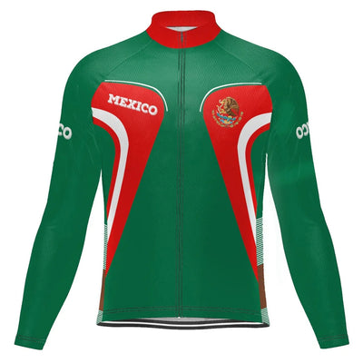 Customized Mexico Men's Winter Thermal Fleece Cycling Jersey Long Sleeve