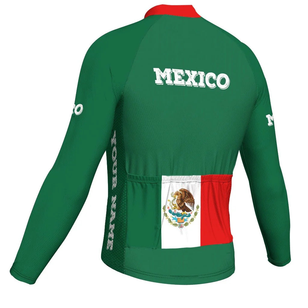 Customized Mexico Men's Winter Thermal Fleece Cycling Jersey Long Sleeve