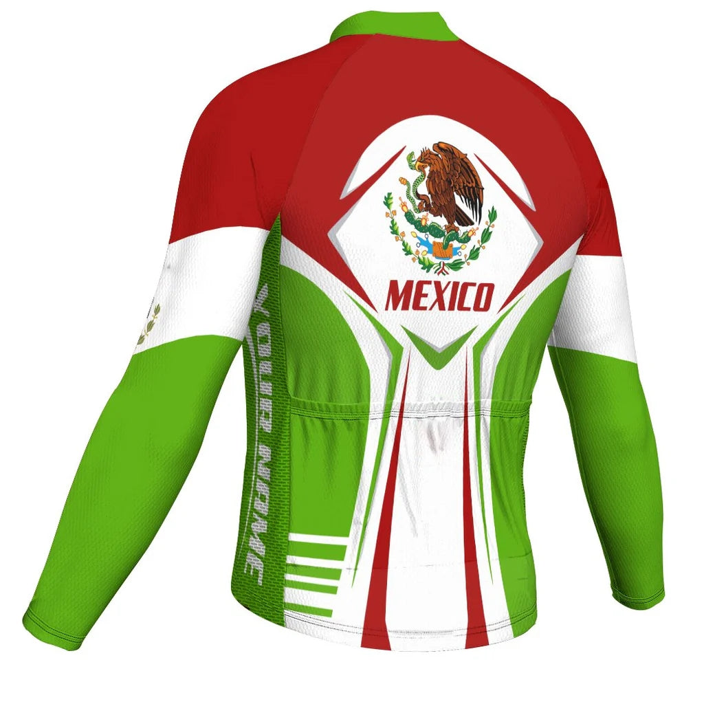 Customized Mexico Men's Winter Thermal Fleece Cycling Jersey Long Sleeve