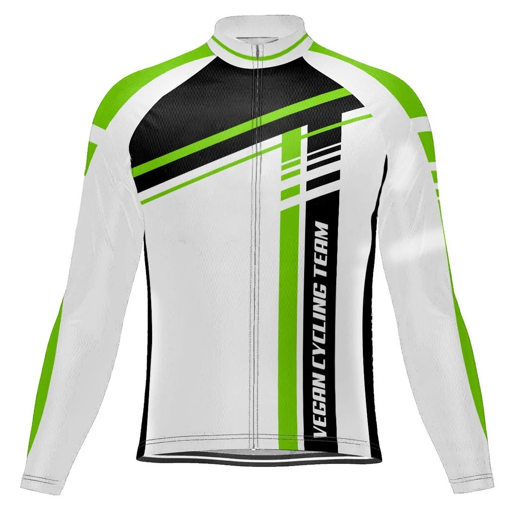 Customized Vegan Men's Winter Thermal Fleece Cycling Jersey Long Sleeve