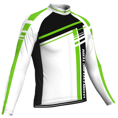 Customized Vegan Men's Winter Thermal Fleece Cycling Jersey Long Sleeve