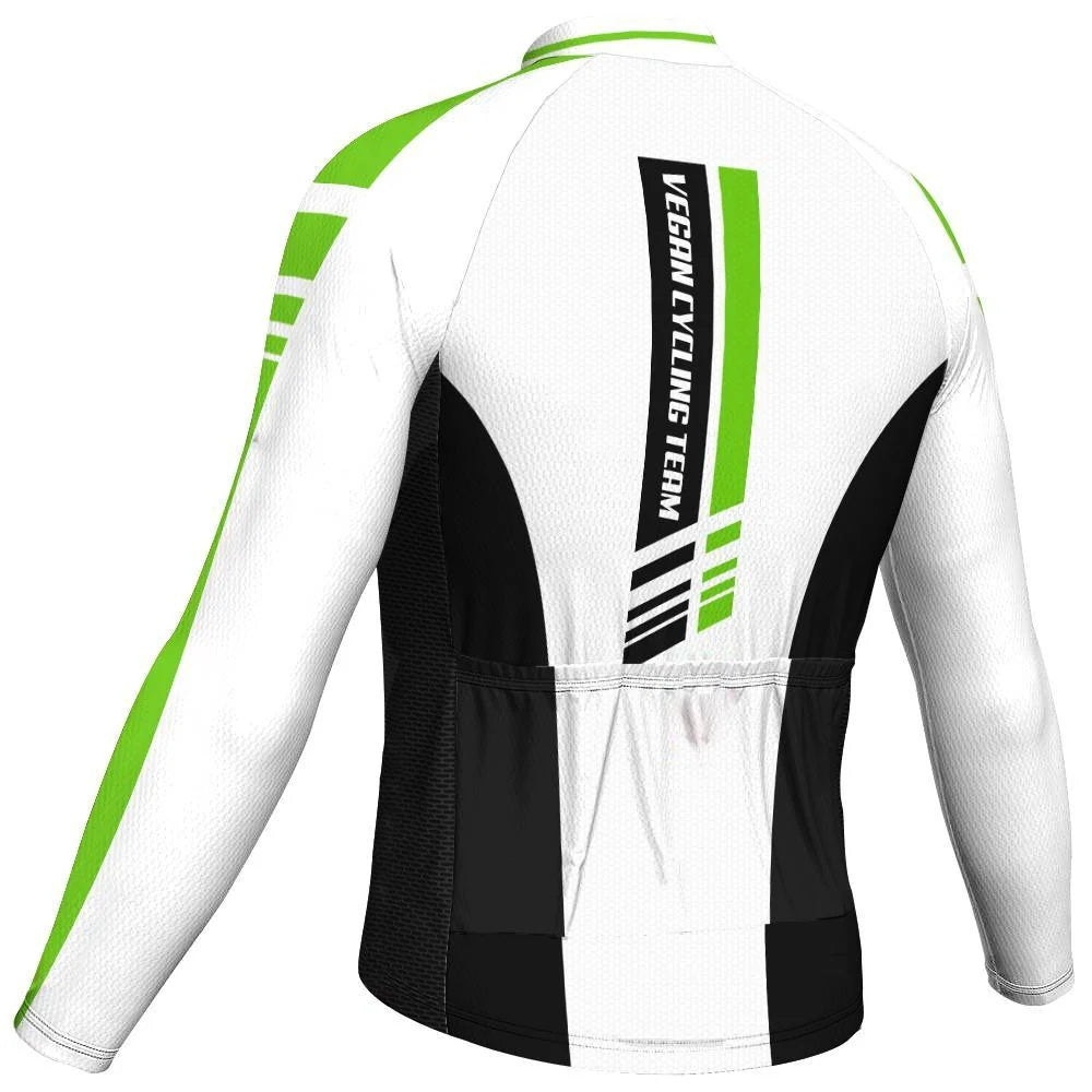 Customized Vegan Men's Winter Thermal Fleece Cycling Jersey Long Sleeve