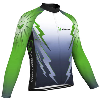 Customized Vegan Men's Winter Thermal Fleece Cycling Jersey Long Sleeve