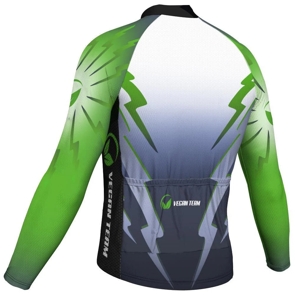 Customized Vegan Men's Winter Thermal Fleece Cycling Jersey Long Sleeve