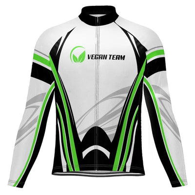 Customized Vegan Men's Winter Thermal Fleece Cycling Jersey Long Sleeve