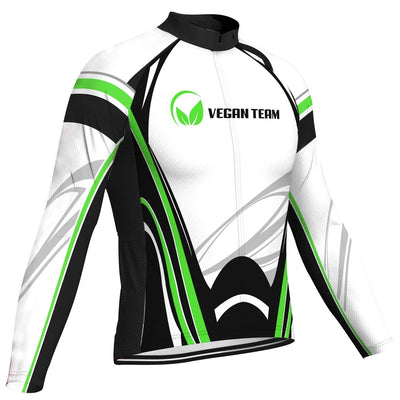 Customized Vegan Men's Winter Thermal Fleece Cycling Jersey Long Sleeve