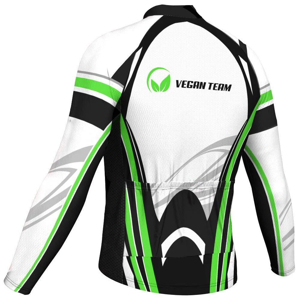 Customized Vegan Men's Winter Thermal Fleece Cycling Jersey Long Sleeve