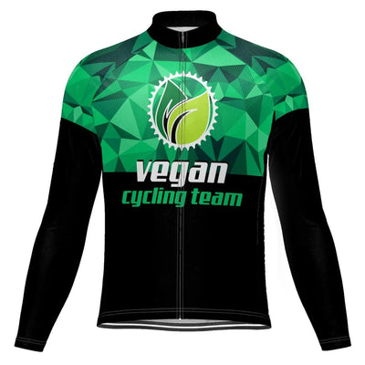 Customized Vegan Men's Winter Thermal Fleece Cycling Jersey Long Sleeve