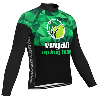 Customized Vegan Men's Winter Thermal Fleece Cycling Jersey Long Sleeve