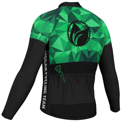 Customized Vegan Men's Winter Thermal Fleece Cycling Jersey Long Sleeve