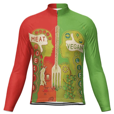 Customized Vegan Men's Winter Thermal Fleece Cycling Jersey Long Sleeve