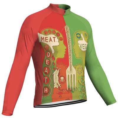 Customized Vegan Men's Winter Thermal Fleece Cycling Jersey Long Sleeve
