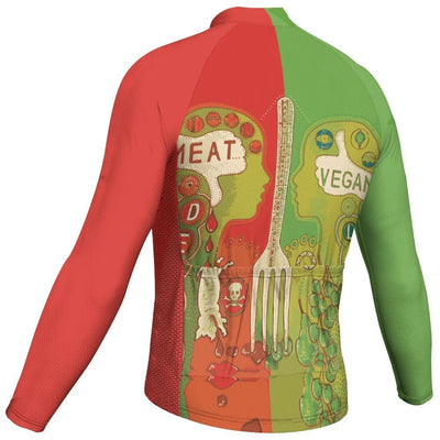 Customized Vegan Men's Winter Thermal Fleece Cycling Jersey Long Sleeve