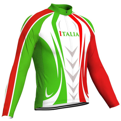 Customized Italian Men's Winter Thermal Fleece Cycling Jersey Long Sleeve