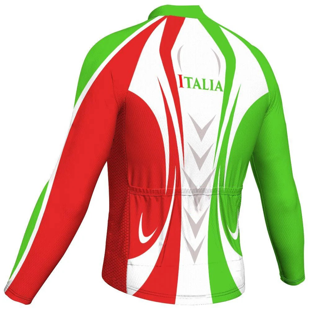 Customized Italian Men's Winter Thermal Fleece Cycling Jersey Long Sleeve