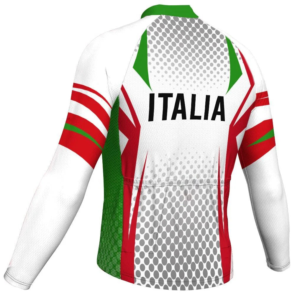 Customized Italian Men's Winter Thermal Fleece Cycling Jersey Long Sleeve