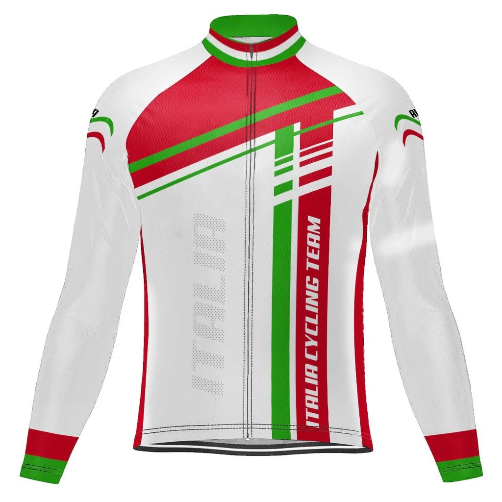 Customized Italian Men's Winter Thermal Fleece Cycling Jersey Long Sleeve