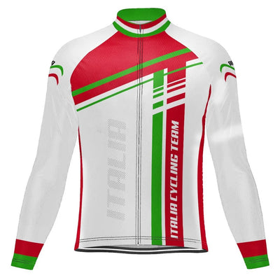 Customized Italian Men's Winter Thermal Fleece Cycling Jersey Long Sleeve