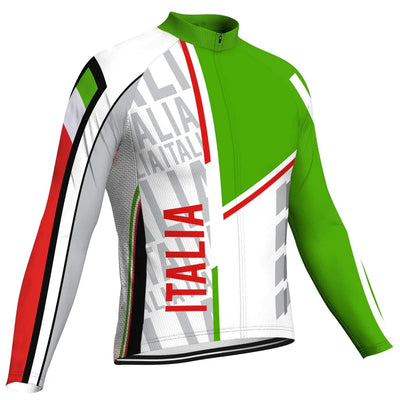 Customized Italian Men's Winter Thermal Fleece Cycling Jersey Long Sleeve