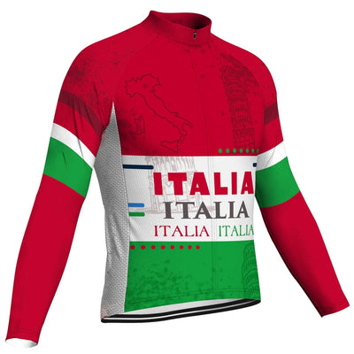 Customized Italian Men's Winter Thermal Fleece Cycling Jersey Long Sleeve