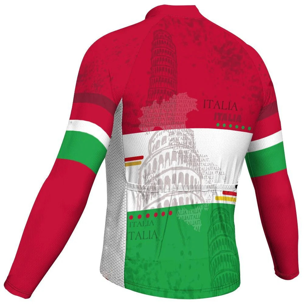 Customized Italian Men's Winter Thermal Fleece Cycling Jersey Long Sleeve