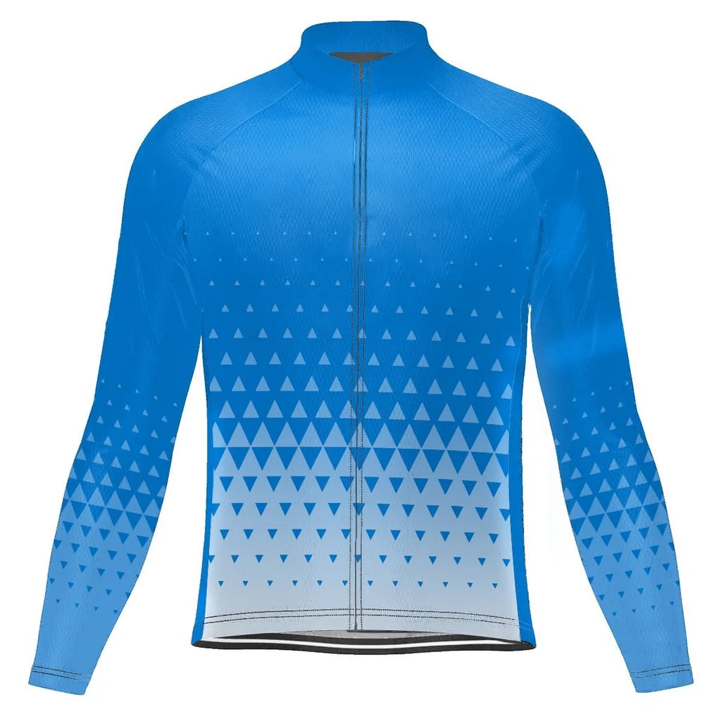 Customized Blue Men's Winter Thermal Fleece Cycling Jersey Long Sleeve